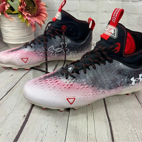 Under Armour UA football Cleats spotlight Lux MC 2.0 black and red size 14 - Picture 4 of 14